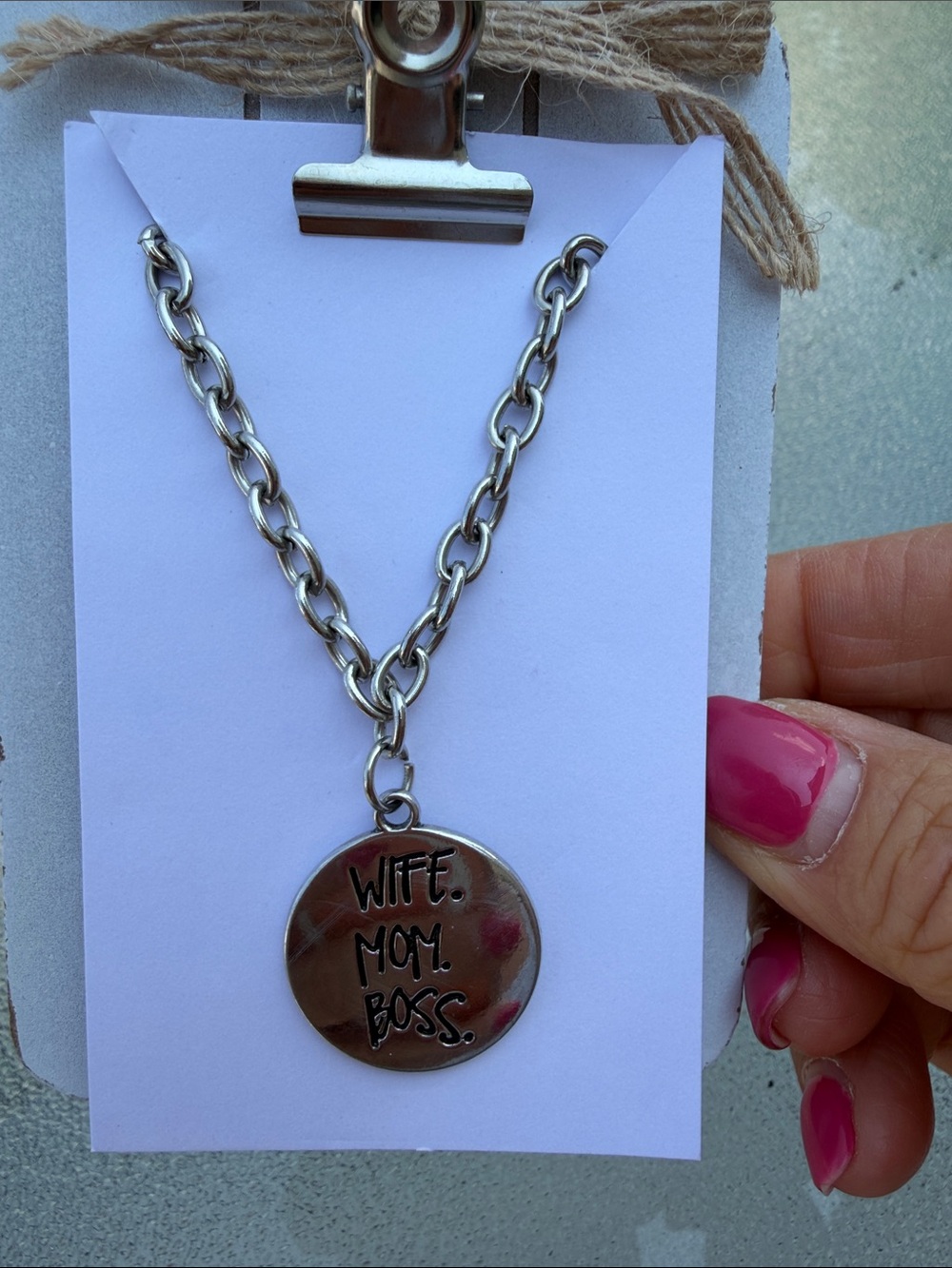Wife Mom Boss Silver Pendant toggle bracelet
